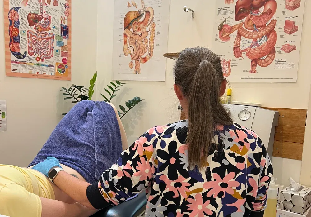 Abdominal massage during treatment