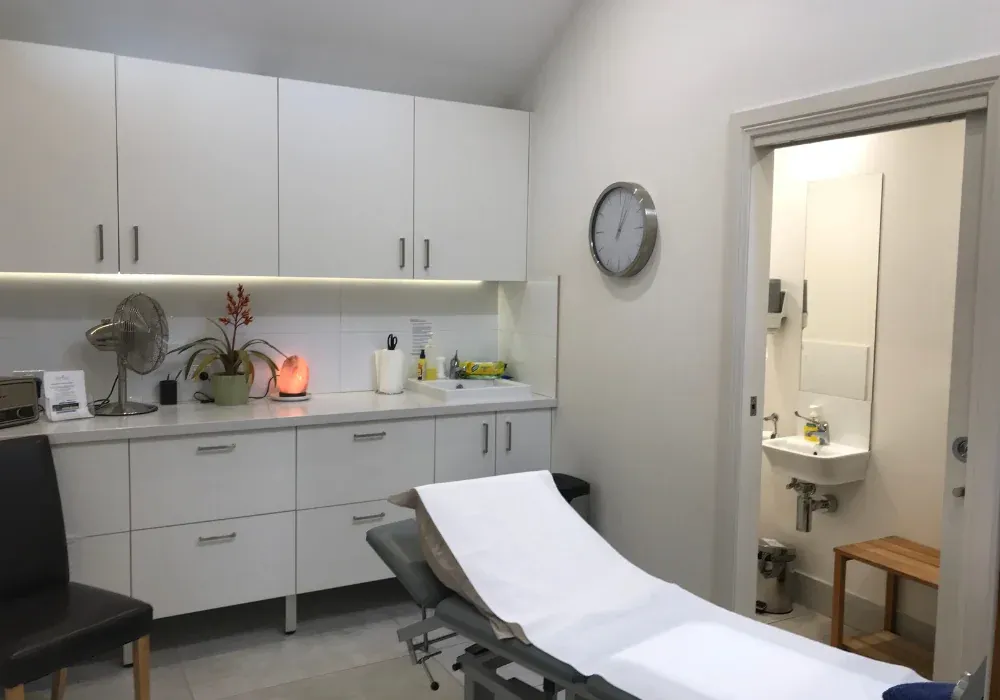 Private colonic hydrotherapy treatment room with its own ensuite in Brunswick West