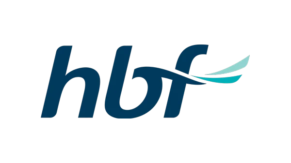 HBF Health Fund logo with teal wing design