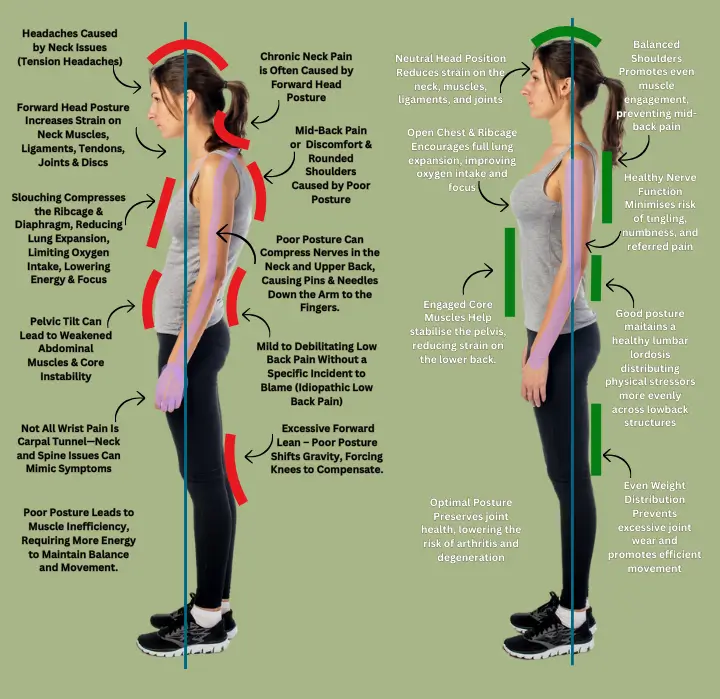 Forward head posture vs correct posture explained by Chiropractor Melbourne