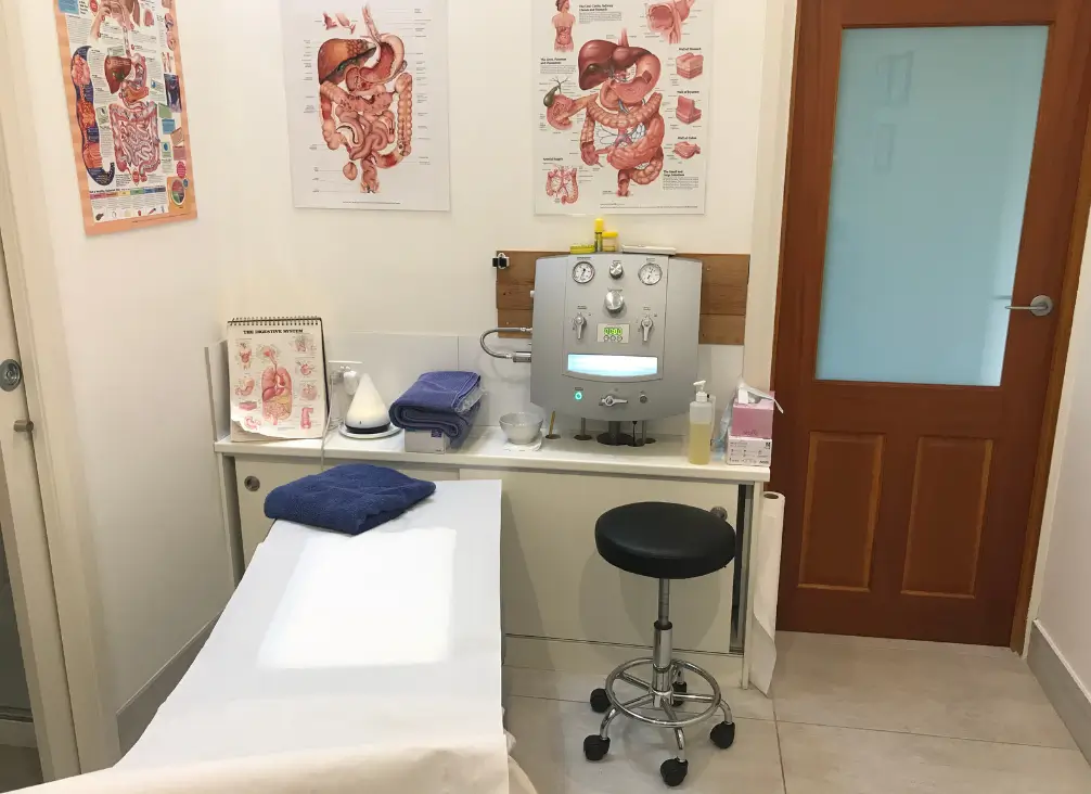Closed colonic hydrotherapy treatment room in Brunswick Melbourne